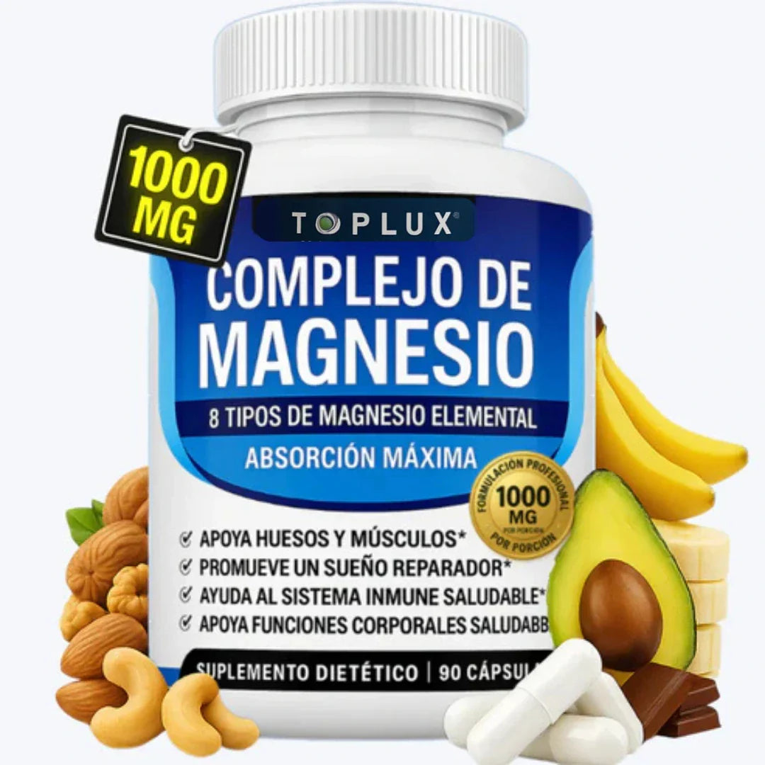 MAGNESIO COMPLEX™ 8 en 1 - 90 cápsulas + EBOOK GRATIS: El Ritual del Sueño Y Guía Express de Hábitos Saludables