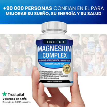 MAGNESIO COMPLEX™ 8 en 1 - 90 cápsulas + EBOOK GRATIS: El Ritual del Sueño Y Guía Express de Hábitos Saludables