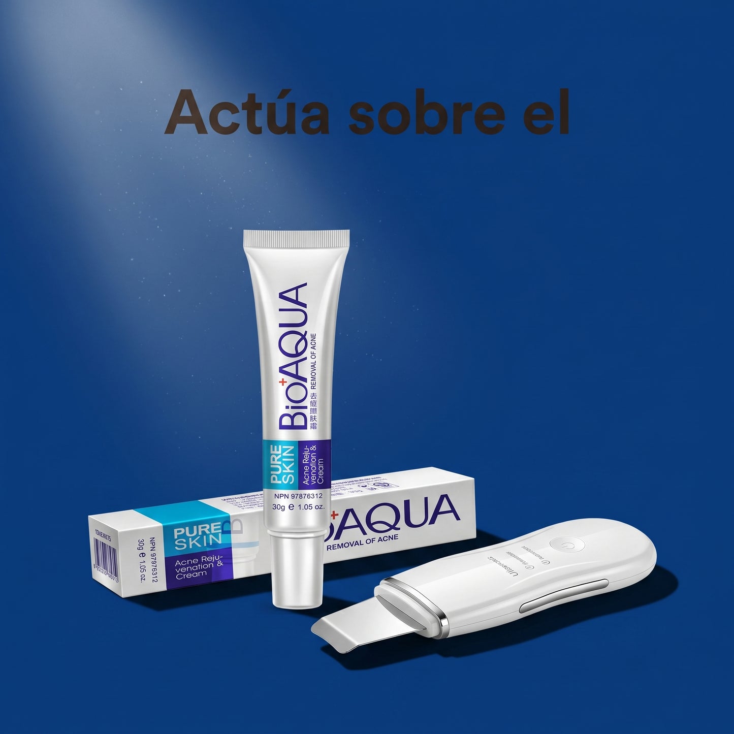 Espatula Facial Ultrasonido + GRATIS: CREMA ANTI ACNE BIOAQUA